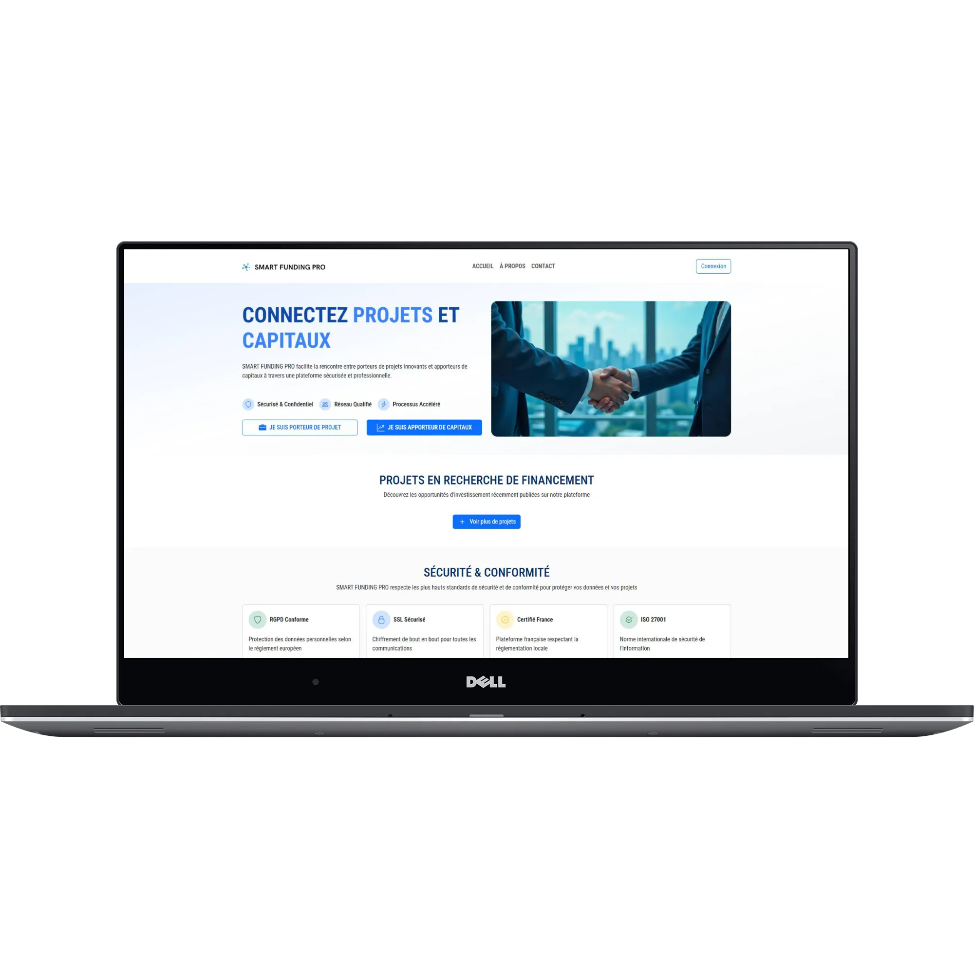 Capture d'écran du site Smart Funding Pro sur ordinateur