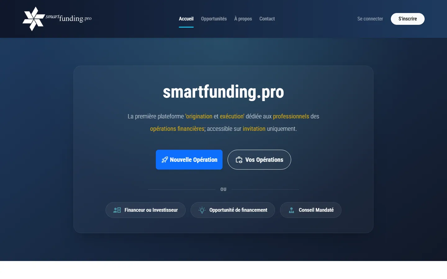 Capture desktop de la page d'accueil de SmartFunding.pro