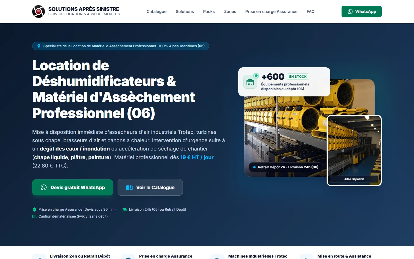 Capture desktop du projet Solutions Après Sinistre — Service Location